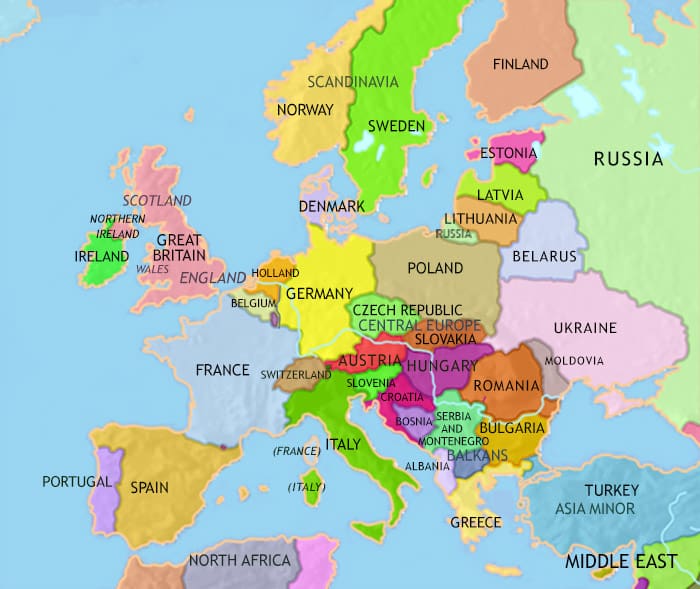 Map of Europe at 2005CE