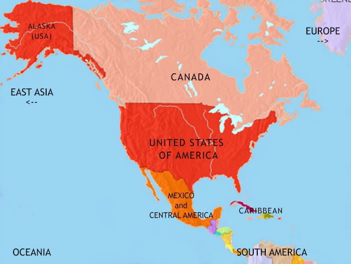 Map of North America at 2005CE