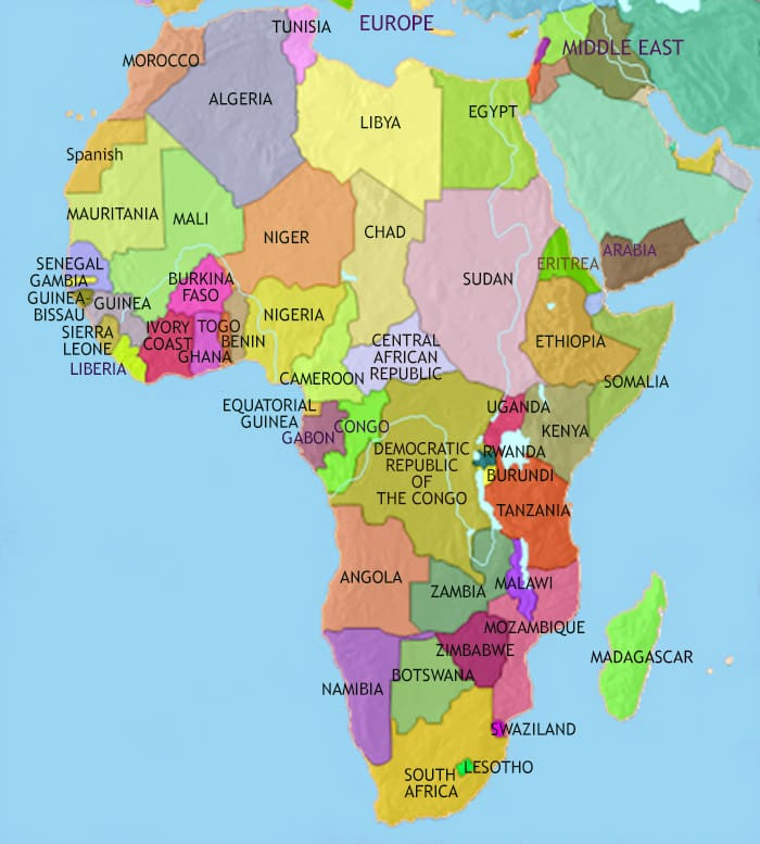 Map of Africa at 2005CE