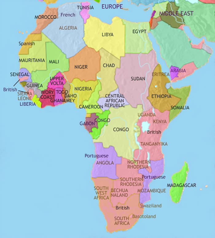 Map of Africa at 1960CE