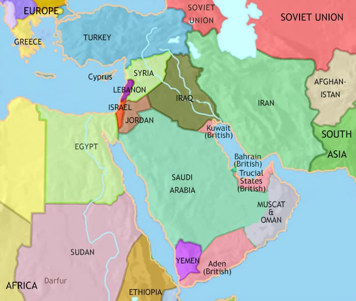 Map of Middle East at 1960CE