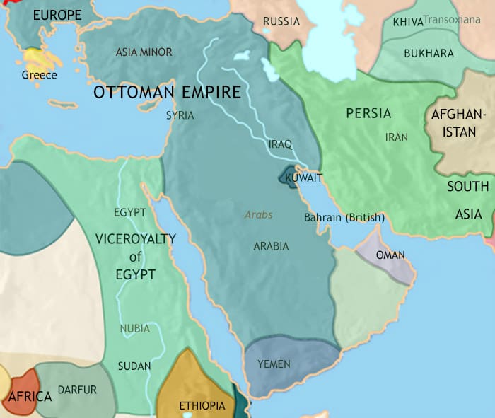 Map of Middle East at 1871CE