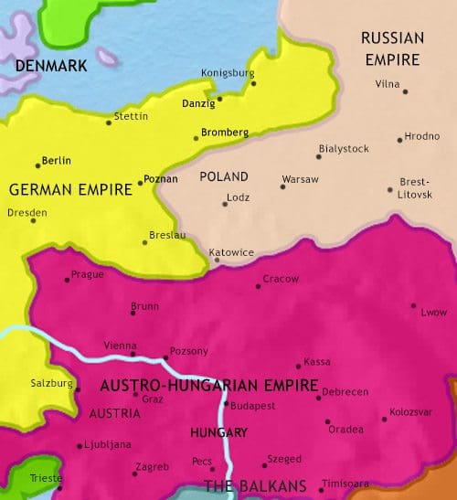 Map of East Central Europe at 1871CE