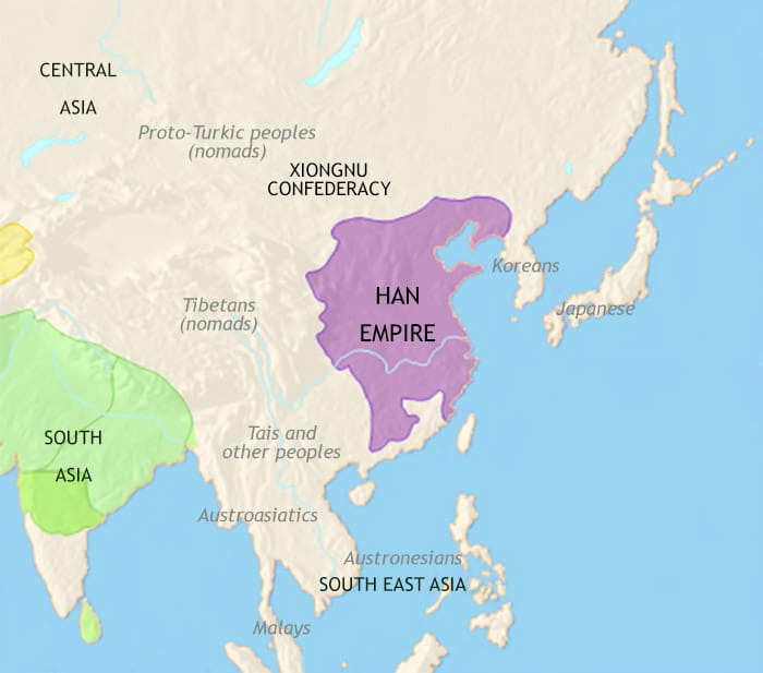 Map of East Asia: China, Korea, Japan at 200BCE
