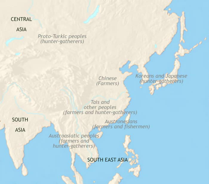 Map of East Asia: China, Korea, Japan at 3500BCE