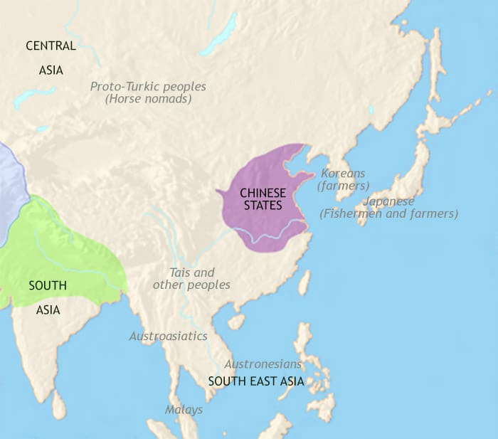 Map of East Asia: China, Korea, Japan at 500BCE