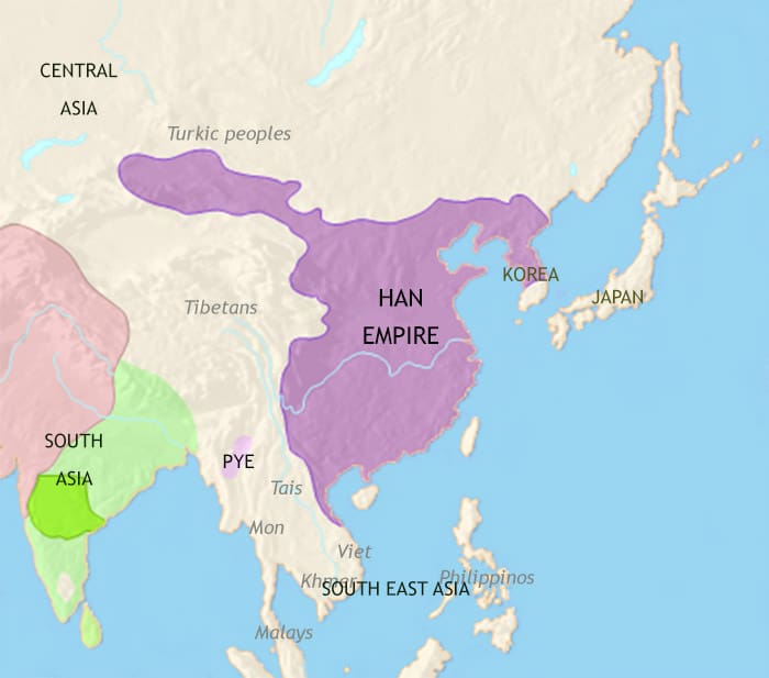 Map of East Asia: China, Korea, Japan at 30BCE
