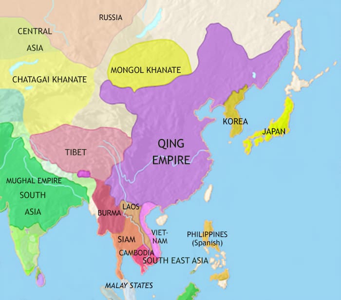 Map of East Asia: China, Korea, Japan at 1648CE