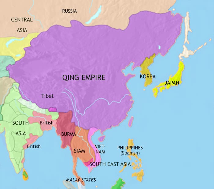 Map of East Asia: China, Korea, Japan at 1789CE