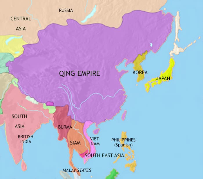 Map of East Asia: China, Korea, Japan at 1837CE