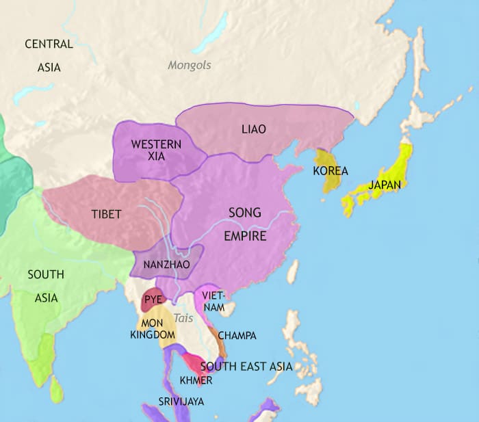 Map of East Asia: China, Korea, Japan at 979CE