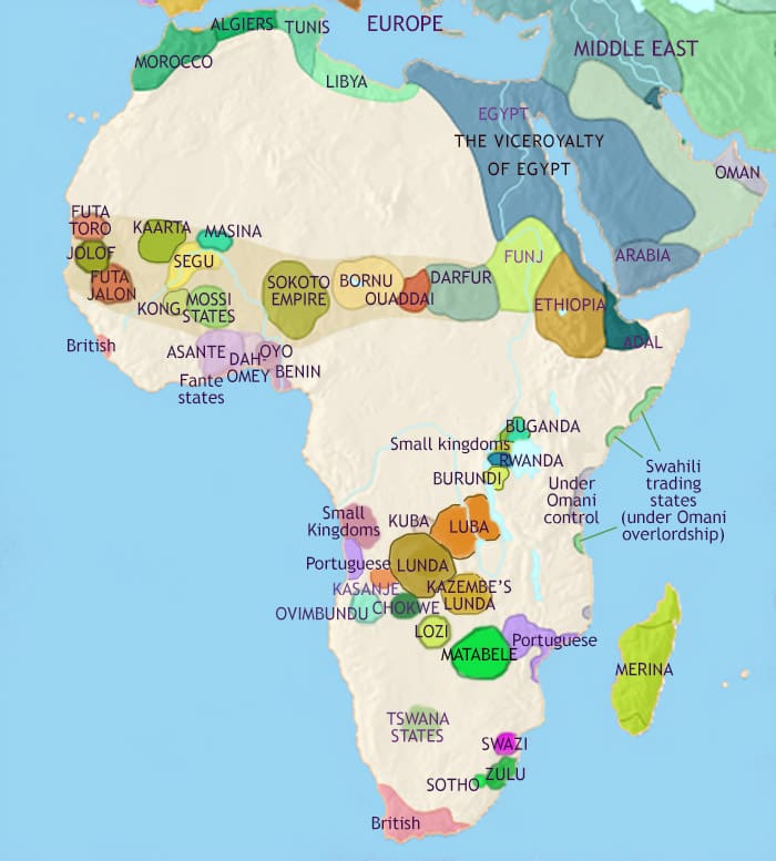 Map of Africa at 1837CE