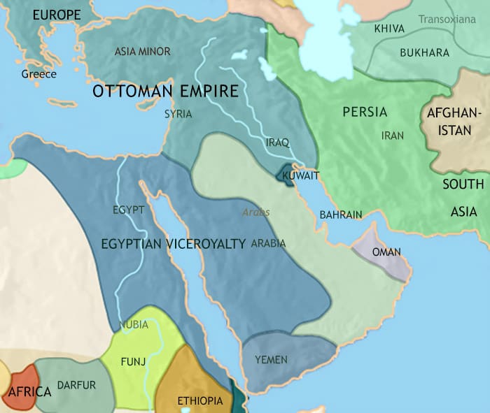 Map of Middle East at 1837CE