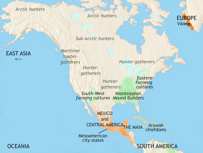 Map of North America at 1215CE