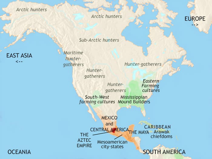 Map of North America at 1453CE