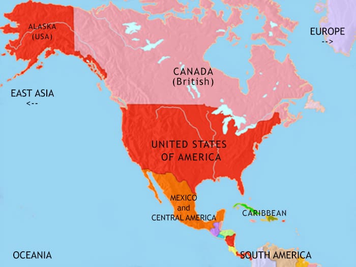 Map of North America at 1914CE