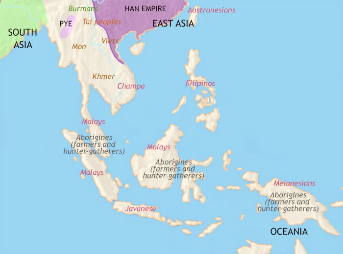 Map of South East Asia at 30BCE