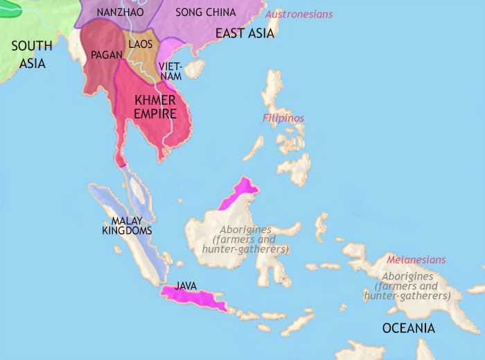 Map of South East Asia at 1215CE