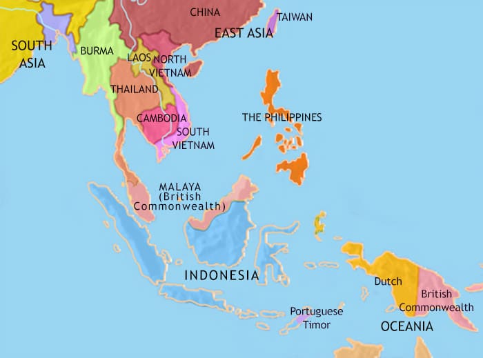 Map of South East Asia at 1960CE
