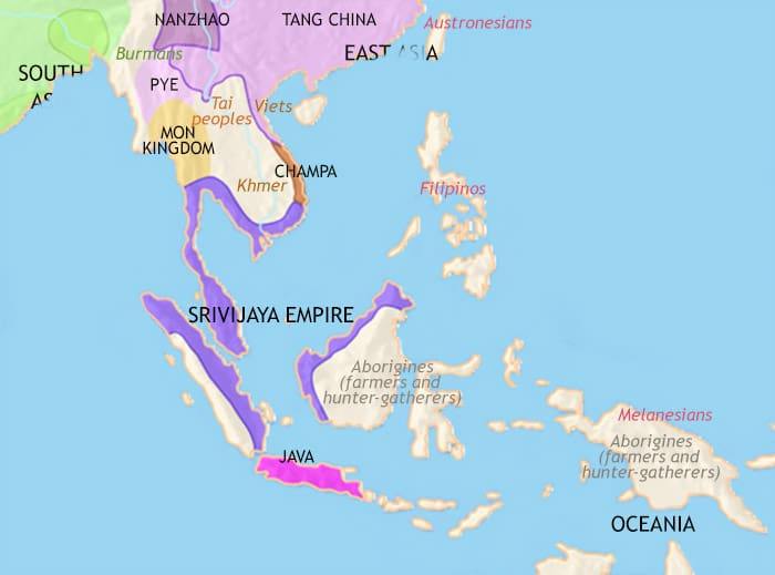 Map of South East Asia at 750CE