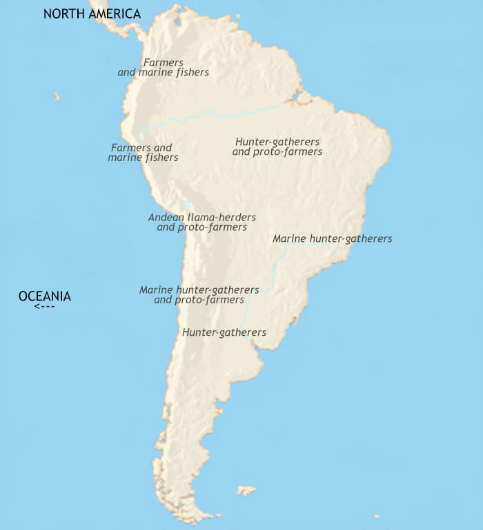 Map of South America at 2500BCE