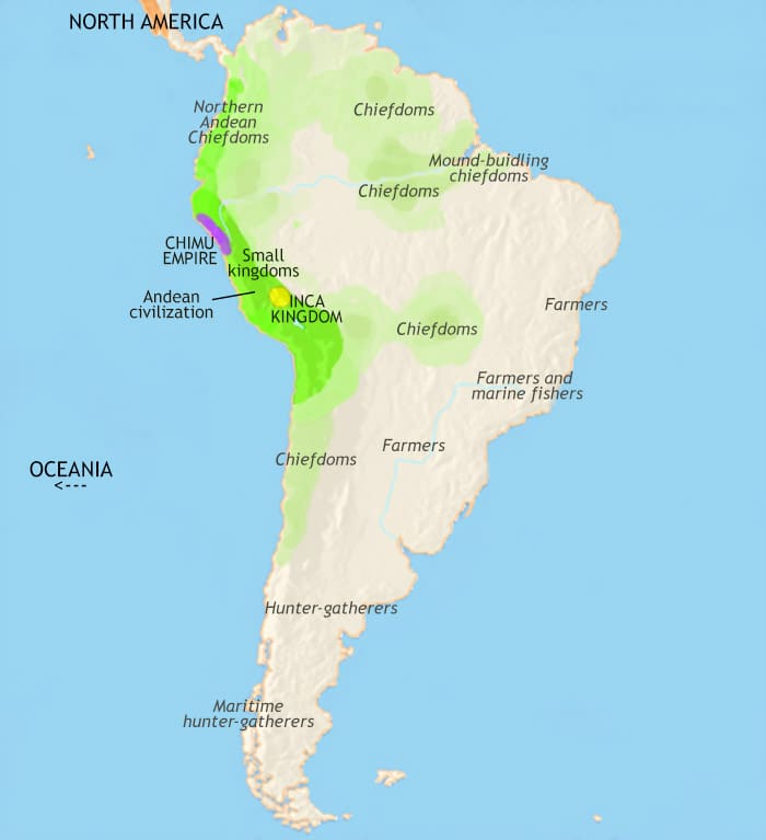 Map of South America at 1215CE