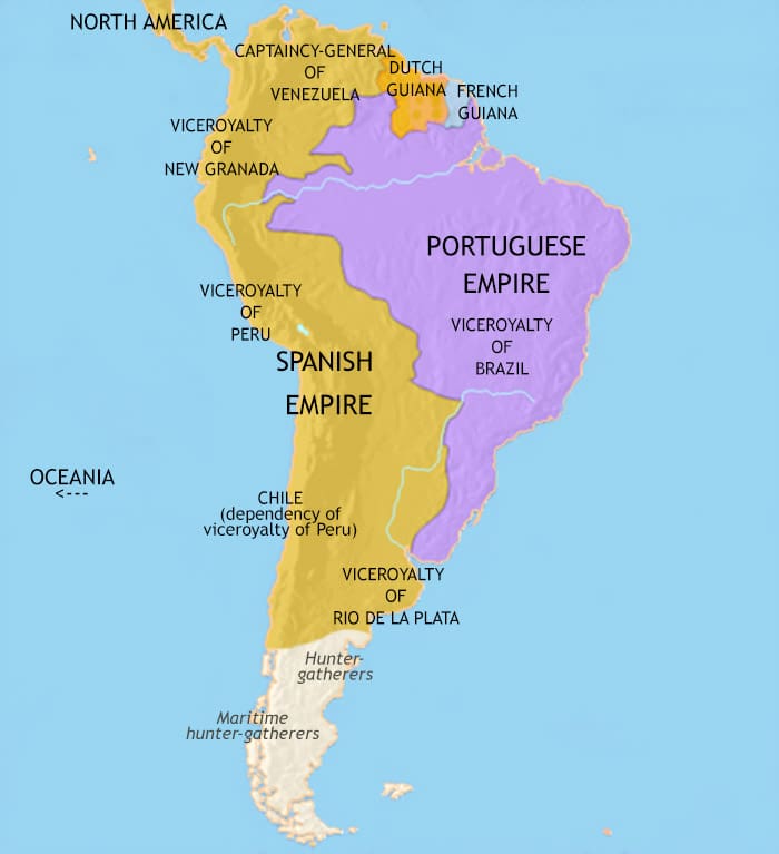 Map of South America at 1789CE