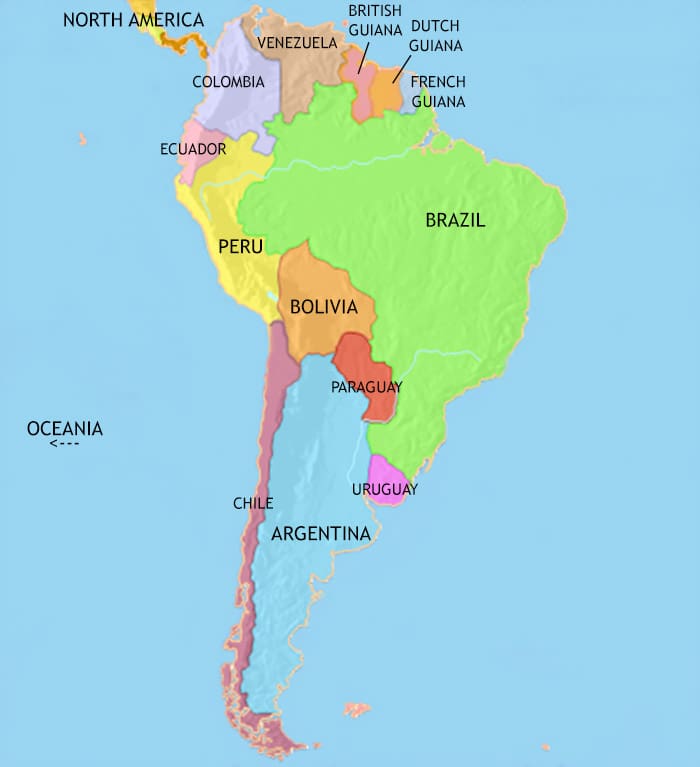Map of South America at 1960CE