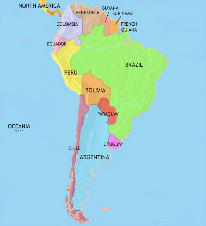 Map of South America at 2005CE