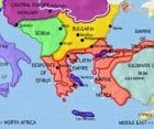 Map of Greece and the Balkans at 1215CE