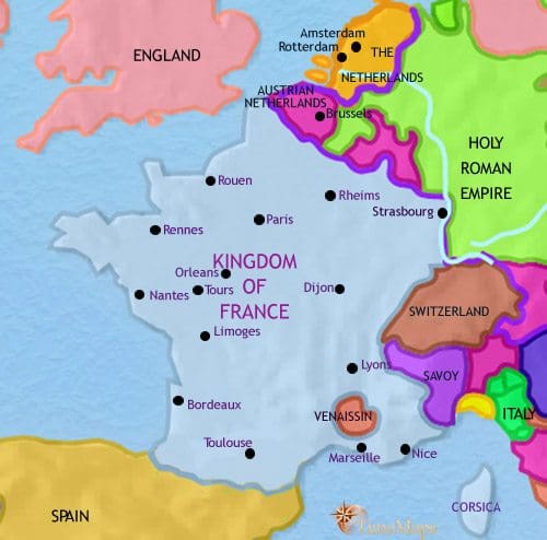 Map of France at 1789CE