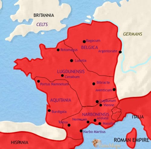 Map of France at 30BCE