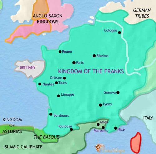 Map of France at 750CE