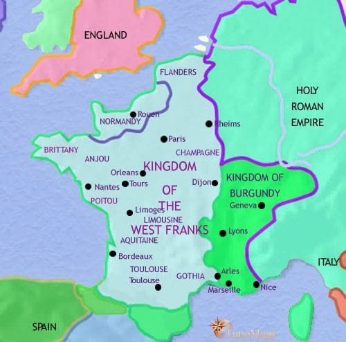 Map of France at 979CE