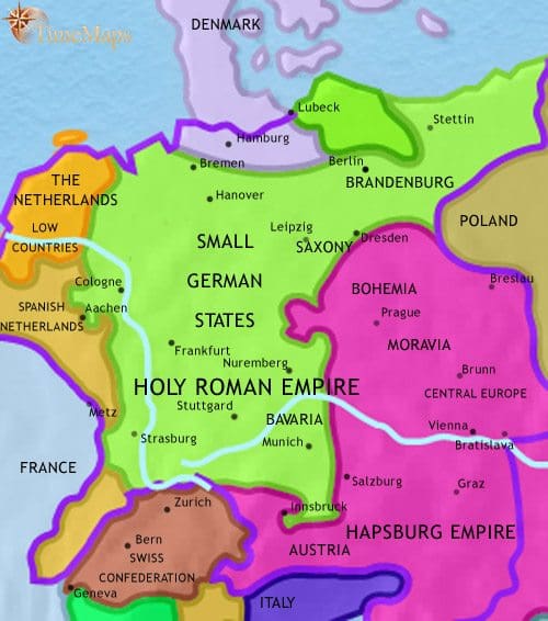 Map of Germany at 1648CE