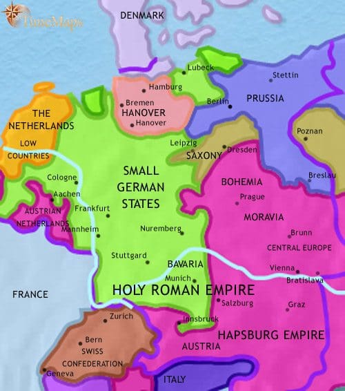 Map of Germany at 1789CE