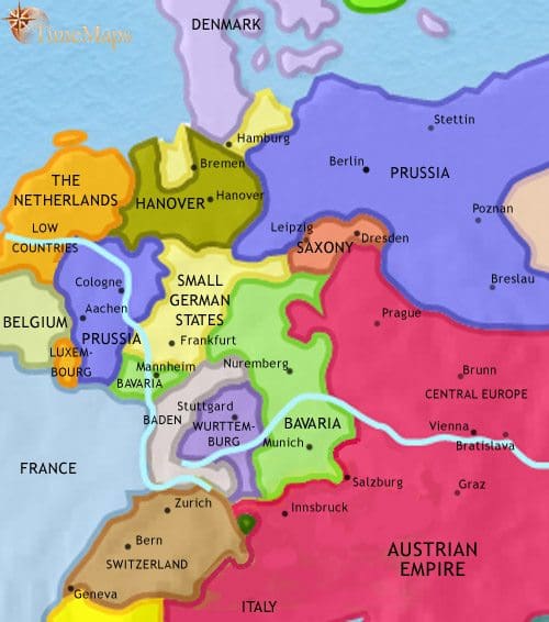 Map of Germany at 1837CE