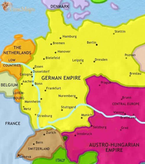 Map of Germany at 1871CE