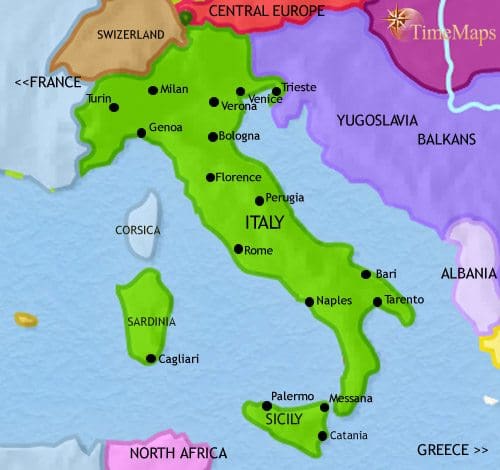 Map of Italy at 1960CE