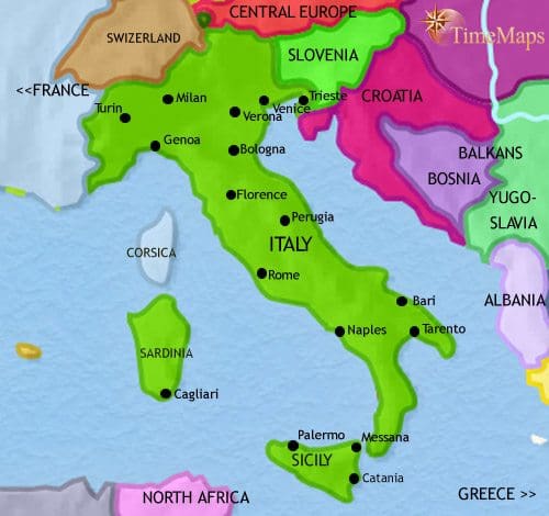 Map of Italy at 2005CE