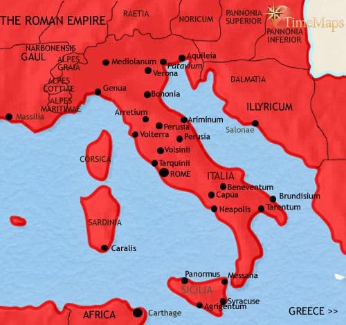 Map of Italy at 200CE