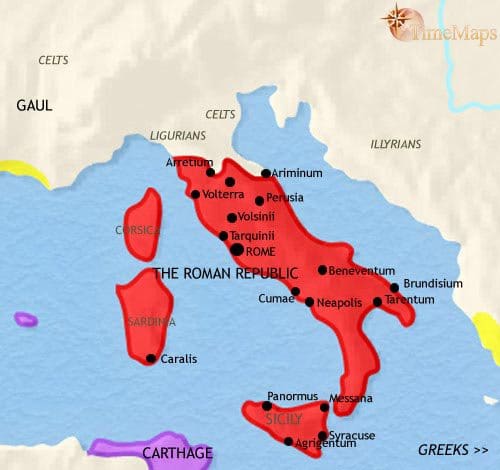 Map of Italy at 200BCE