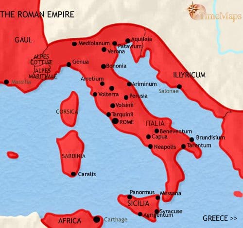 Map of Italy at 30BCE