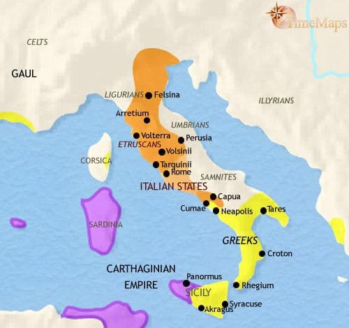 Map of Italy at 500BCE