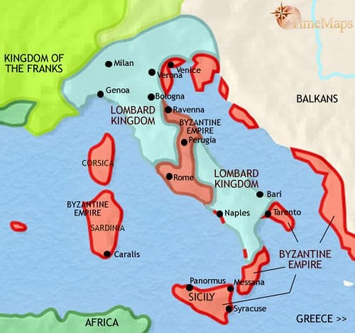 Map of Italy at 750CE