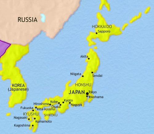 Map of Japan at 1914CE