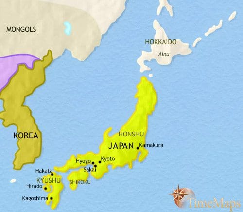 Map of Japan at 1453CE