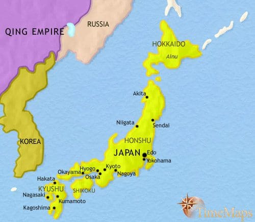 Map of Japan at 1871CE