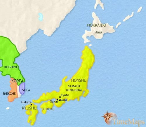 Map of Japan at 500CE