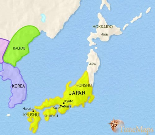 Map of Japan at 750CE